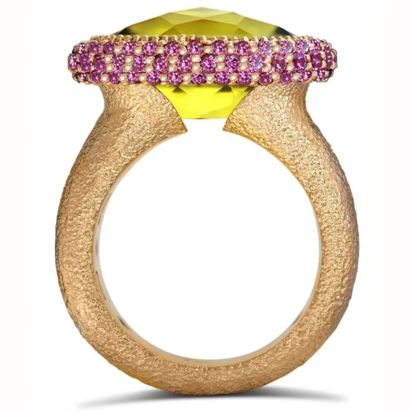 Designer Rings*Alex Soldier Gold Cocktail Ring with Lemon Citrine & Garnets