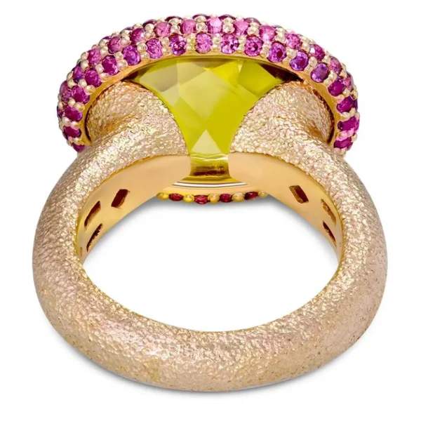Designer Rings*Alex Soldier Gold Cocktail Ring with Lemon Citrine & Garnets