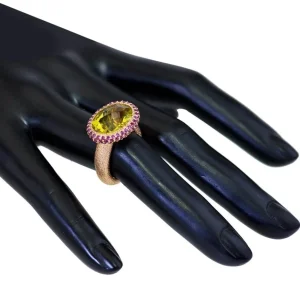 Designer Rings*Alex Soldier Gold Cocktail Ring with Lemon Citrine & Garnets