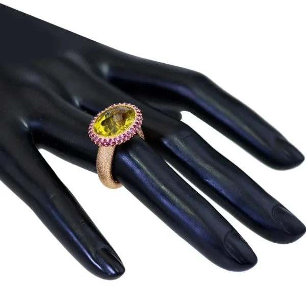 Designer Rings*Alex Soldier Gold Cocktail Ring with Lemon Citrine & Garnets
