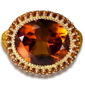 Designer Rings | Gold Rings*Alex Soldier Gold Cocktail Ring with Madeira Citrine