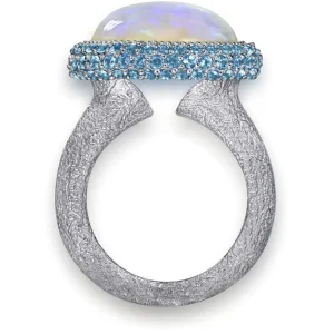 Designer Rings*Alex Soldier Gold Cocktail Ring with Opal & Blue Topaz