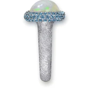 Designer Rings*Alex Soldier Gold Cocktail Ring with Opal & Blue Topaz