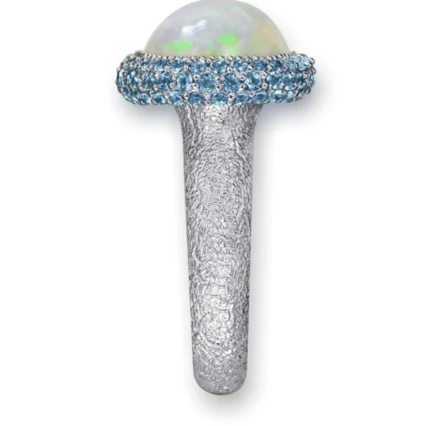 Designer Rings*Alex Soldier Gold Cocktail Ring with Opal & Blue Topaz