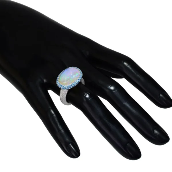 Designer Rings*Alex Soldier Gold Cocktail Ring with Opal & Blue Topaz