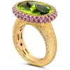 Designer Rings*Alex Soldier Gold Cocktail Ring with Peridot & Pink Sapphire