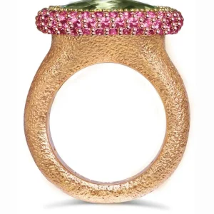 Designer Rings*Alex Soldier Gold Cocktail Ring with Peridot & Pink Sapphire