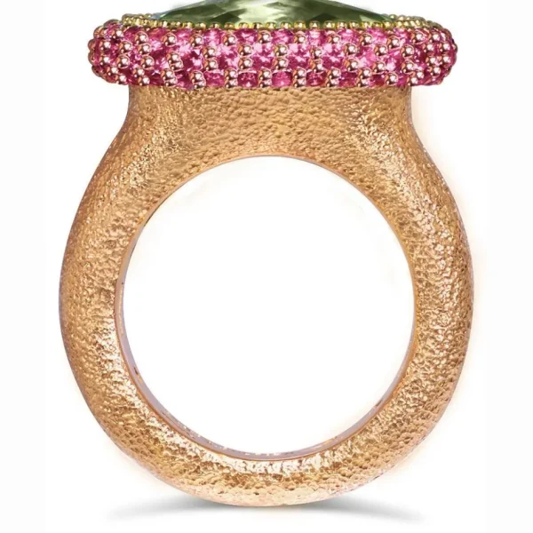 Designer Rings*Alex Soldier Gold Cocktail Ring with Peridot & Pink Sapphire