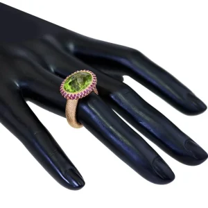 Designer Rings*Alex Soldier Gold Cocktail Ring with Peridot & Pink Sapphire