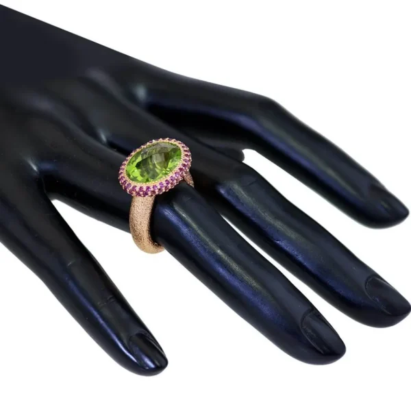 Designer Rings*Alex Soldier Gold Cocktail Ring with Peridot & Pink Sapphire