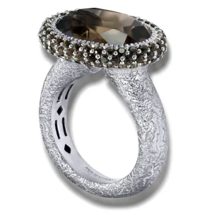 Designer Rings*Alex Soldier Gold Cocktail Ring with Smoky Quartz