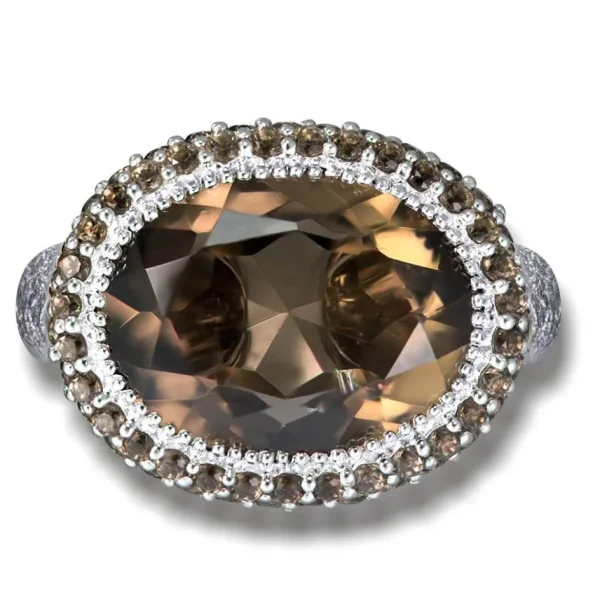 Designer Rings*Alex Soldier Gold Cocktail Ring with Smoky Quartz
