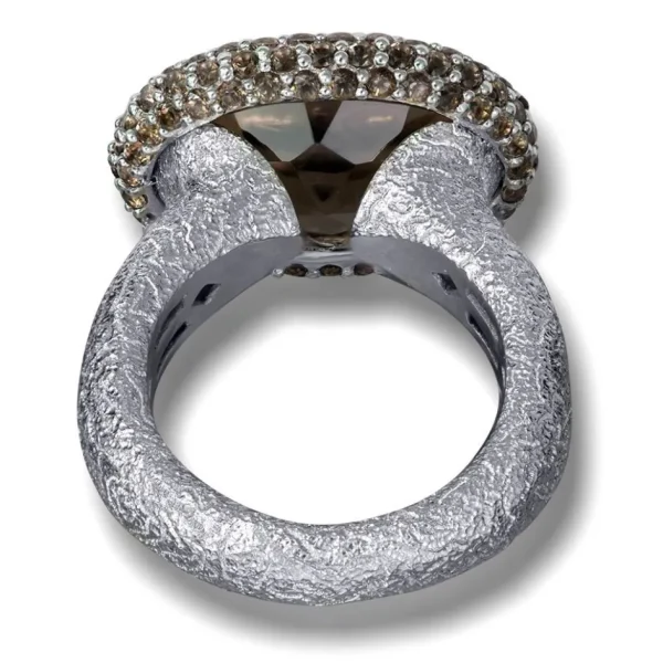 Designer Rings*Alex Soldier Gold Cocktail Ring with Smoky Quartz