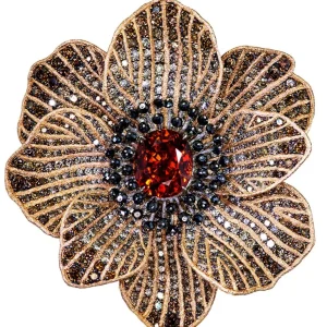 Other Brooches | Gold Brooches With Gemstone*Alex Soldier Gold Coronaria Brooch with Mandarin Garnet & Diamonds