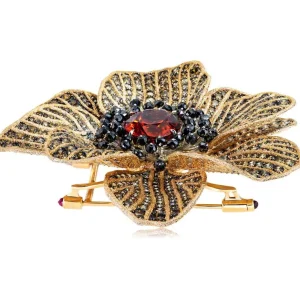 Other Brooches | Gold Brooches With Gemstone*Alex Soldier Gold Coronaria Brooch with Mandarin Garnet & Diamonds
