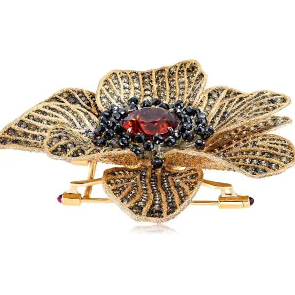 Other Brooches | Gold Brooches With Gemstone*Alex Soldier Gold Coronaria Brooch with Mandarin Garnet & Diamonds