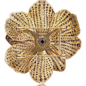 Other Brooches | Gold Brooches With Gemstone*Alex Soldier Gold Coronaria Brooch with Mandarin Garnet & Diamonds