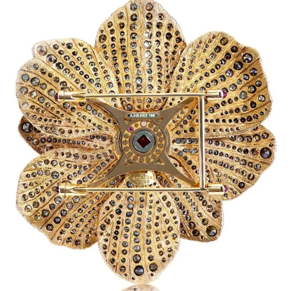 Other Brooches | Gold Brooches With Gemstone*Alex Soldier Gold Coronaria Brooch with Mandarin Garnet & Diamonds