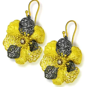 Stud Earrings | Diamond Earrings*Alex Soldier Gold Coronaria Earrings with Champagne Diamonds