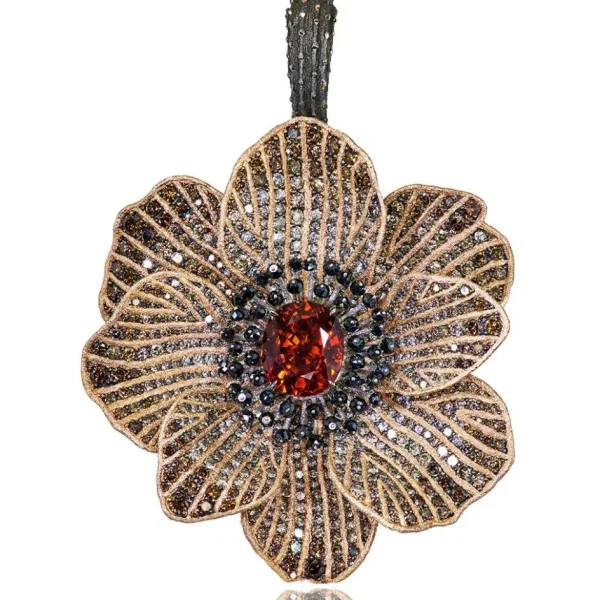 Pendants | Garnet Jewelry*Alex Soldier Gold Coronaria Pendant/Necklace with Garnet & Diamonds