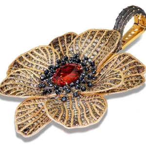 Pendants | Garnet Jewelry*Alex Soldier Gold Coronaria Pendant/Necklace with Garnet & Diamonds