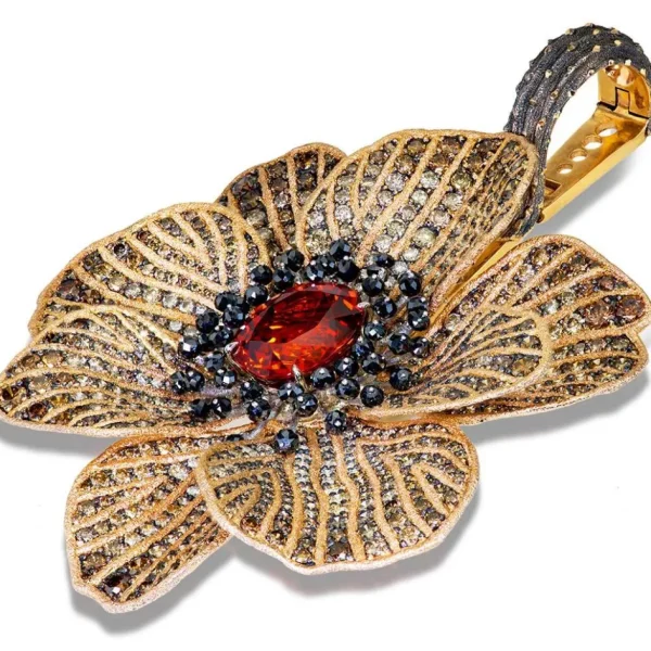 Pendants | Garnet Jewelry*Alex Soldier Gold Coronaria Pendant/Necklace with Garnet & Diamonds