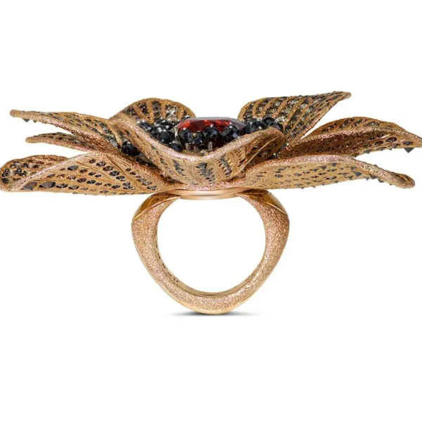 Garnet Jewelry | Designer Rings*Alex Soldier Gold Coronaria Ring with Mandarin Garnet & Diamonds