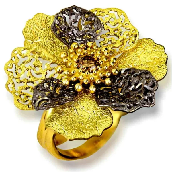 Designer Rings | Gold Rings*Alex Soldier Gold Coronaria Ring with Champagne Diamond