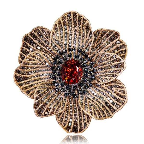 Garnet Jewelry | Designer Rings*Alex Soldier Gold Coronaria Ring with Mandarin Garnet & Diamonds
