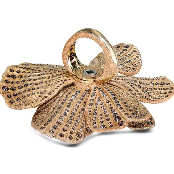 Garnet Jewelry | Designer Rings*Alex Soldier Gold Coronaria Ring with Mandarin Garnet & Diamonds