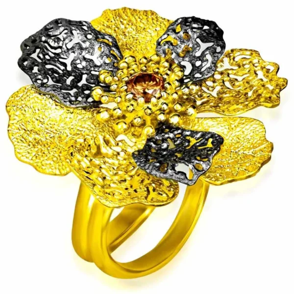 Designer Rings | Gold Rings*Alex Soldier Gold Coronaria Ring with Champagne Diamond
