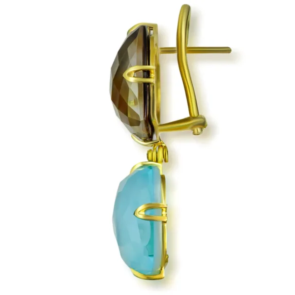 Pearl Earrings | Diamond Earrings*Alex Soldier Gold Denim Drop Earrings with Mother Of Pearl & Diamonds