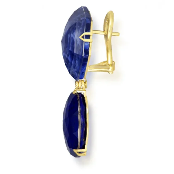 Diamond Earrings | Drop Dangle Earrings*Alex Soldier Gold Denim Drop Earrings with Lapis Lazuli & Diamonds