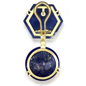 Diamond Earrings | Drop Dangle Earrings*Alex Soldier Gold Denim Drop Earrings with Lapis Lazuli & Diamonds