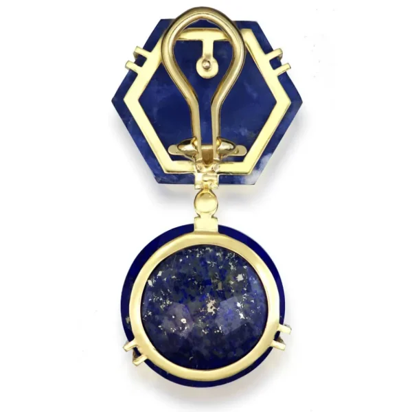Diamond Earrings | Drop Dangle Earrings*Alex Soldier Gold Denim Drop Earrings with Lapis Lazuli & Diamonds