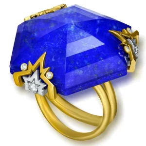 Designer Rings | Gold Rings*Alex Soldier Gold Denim Ring with Lapis Lazuli & Diamonds