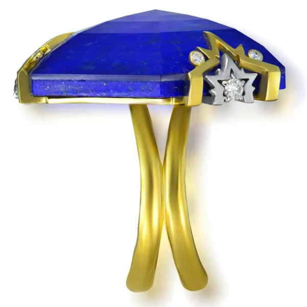 Designer Rings | Gold Rings*Alex Soldier Gold Denim Ring with Lapis Lazuli & Diamonds
