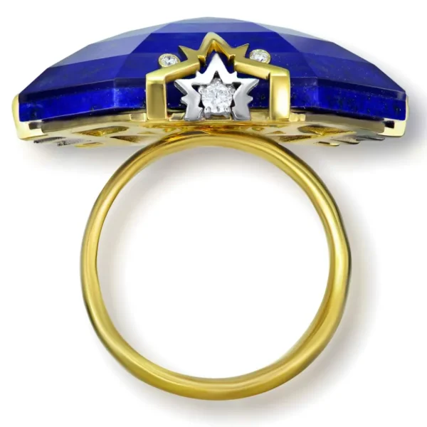 Designer Rings | Gold Rings*Alex Soldier Gold Denim Ring with Lapis Lazuli & Diamonds