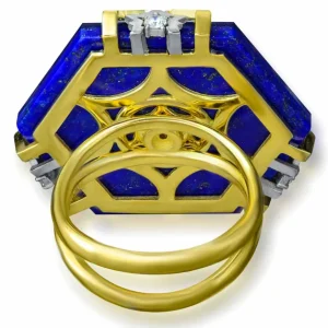Designer Rings | Gold Rings*Alex Soldier Gold Denim Ring with Lapis Lazuli & Diamonds