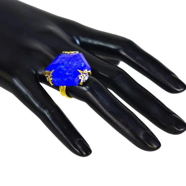 Designer Rings | Gold Rings*Alex Soldier Gold Denim Ring with Lapis Lazuli & Diamonds
