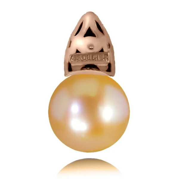 Pearl Earrings | Stud Earrings*Alex Soldier Gold Earrings with Freshwater Peach Pearls