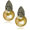 Pearl Earrings | Stud Earrings*Alex Soldier Gold Earrings with South Sea Golden Pearls