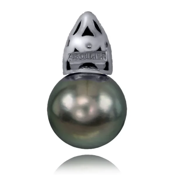 Pearl Earrings | Stud Earrings*Alex Soldier Gold Earrings with Tahitian Grey Pearls