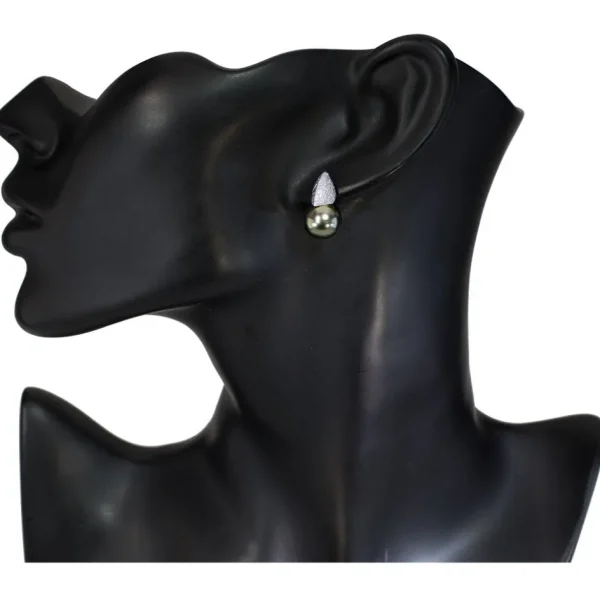 Pearl Earrings | Stud Earrings*Alex Soldier Gold Earrings with Tahitian Grey Pearls