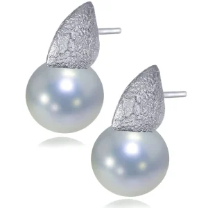 Pearl Earrings | Stud Earrings*Alex Soldier Gold Earrings with White Pearls