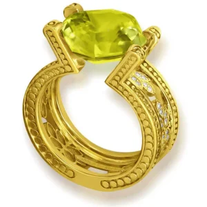Designer Rings | Gold Rings*Alex Soldier Gold Equilibrium Ring with Lemon Quartz & Diamonds