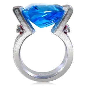 Tourmaline Jewelry | Designer Rings*Alex Soldier Gold Equilibrium Ring with Blue Topaz
