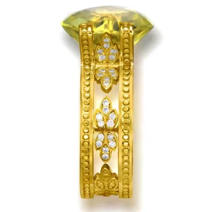 Designer Rings | Gold Rings*Alex Soldier Gold Equilibrium Ring with Lemon Quartz & Diamonds