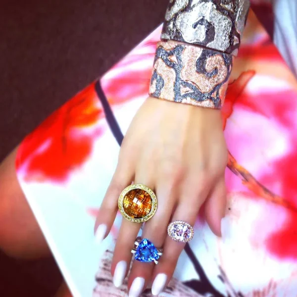 Tourmaline Jewelry | Designer Rings*Alex Soldier Gold Equilibrium Ring with Blue Topaz
