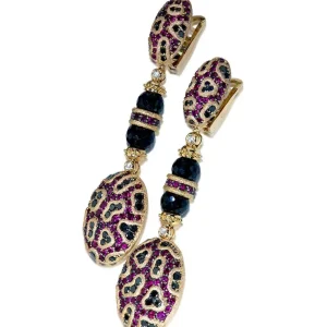 Diamond Earrings | Drop Dangle Earrings*Alex Soldier Gold Fine Lace Drop Earrings with Ruby And Diamonds